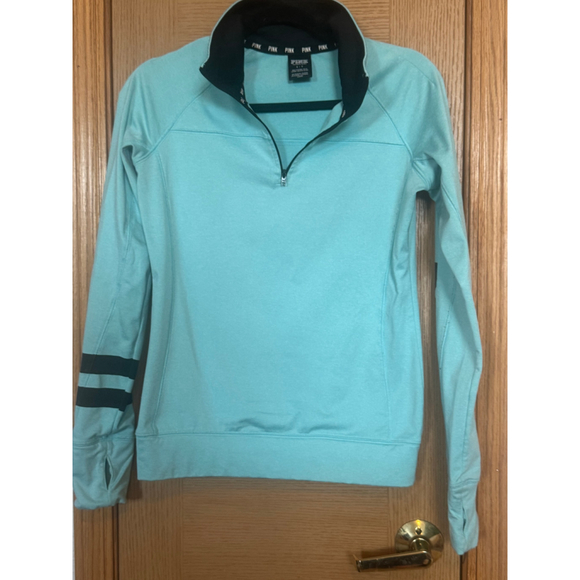 PINK Victoria's Secret Tops - PINK-Turquoise and black quarter zip pullover. Small